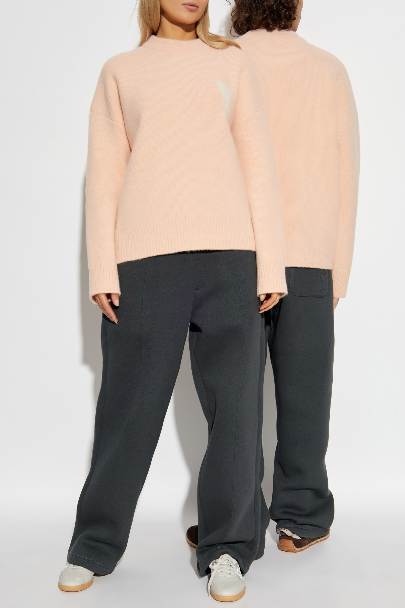 Pink Wool sweater with logo Ami Alexandre Mattiussi - Vitkac